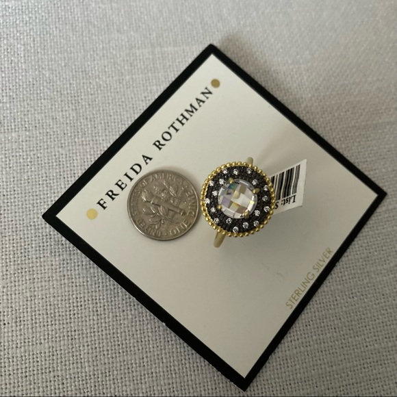 FREIDA ROTHMAN Faceted Stone Vault Cocktail Ring Gold Silver Zirconia Stone $175 - Picture 15 of 16